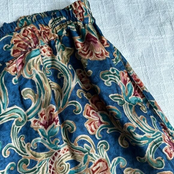 Y2K Silk Xposure Shorts Paisley Blue Red High Waist Elastic SZ S - Picture 7 of 15